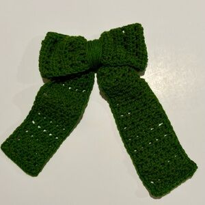 Elegant Olive Green Crochet Hair Bow